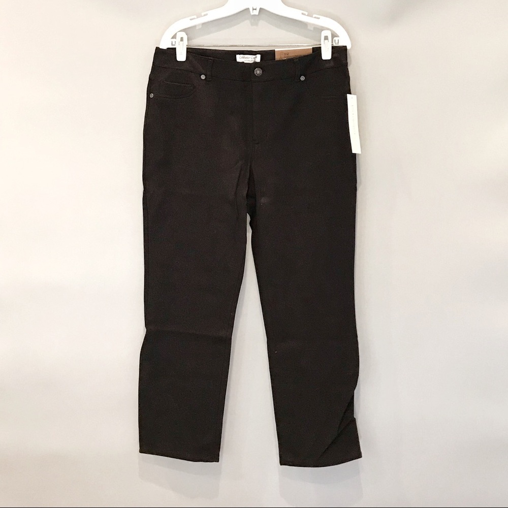NWT Coldwater Creek Black Ponte Knit Stretch Capri Jeans S 12, Slim Leg